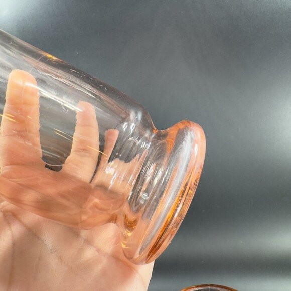 1950s Peachy Pink Tumbler Drinking Glasses Set 2 Thick Heavy Glass Cups Mugs VTG - Picture 15 of 15